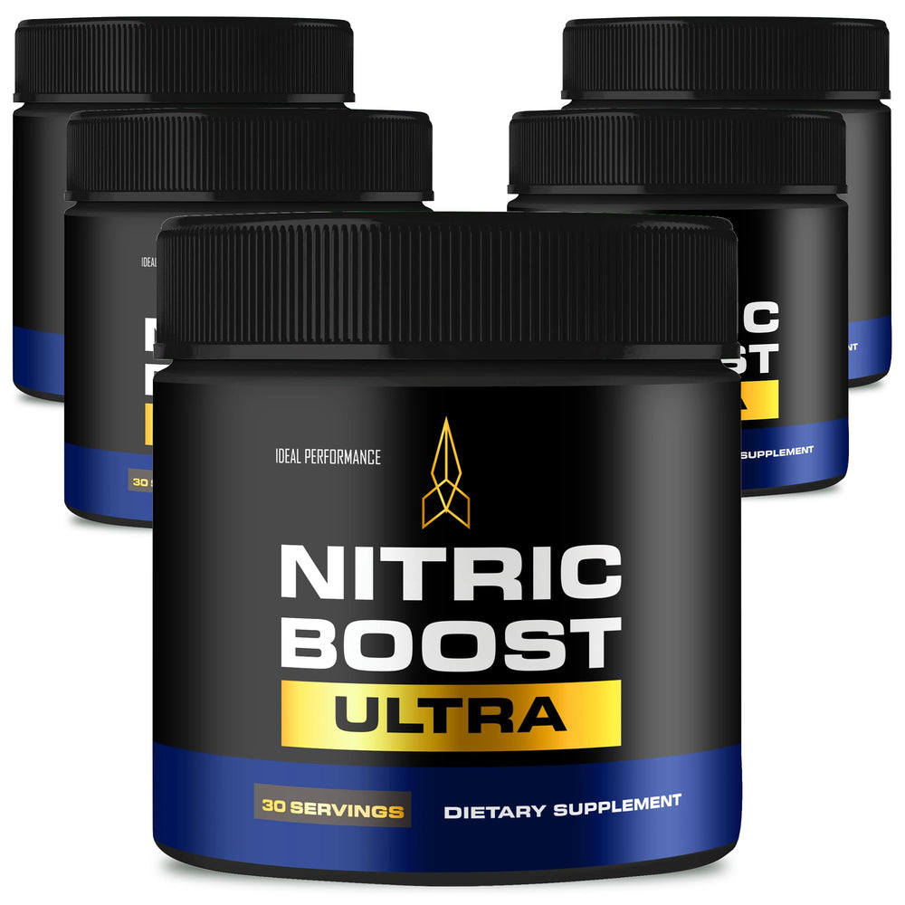 IDEAL PERFORMANCE Nitric Boost Ultra Purple Powder bottle ready for pre-workout energy boost.