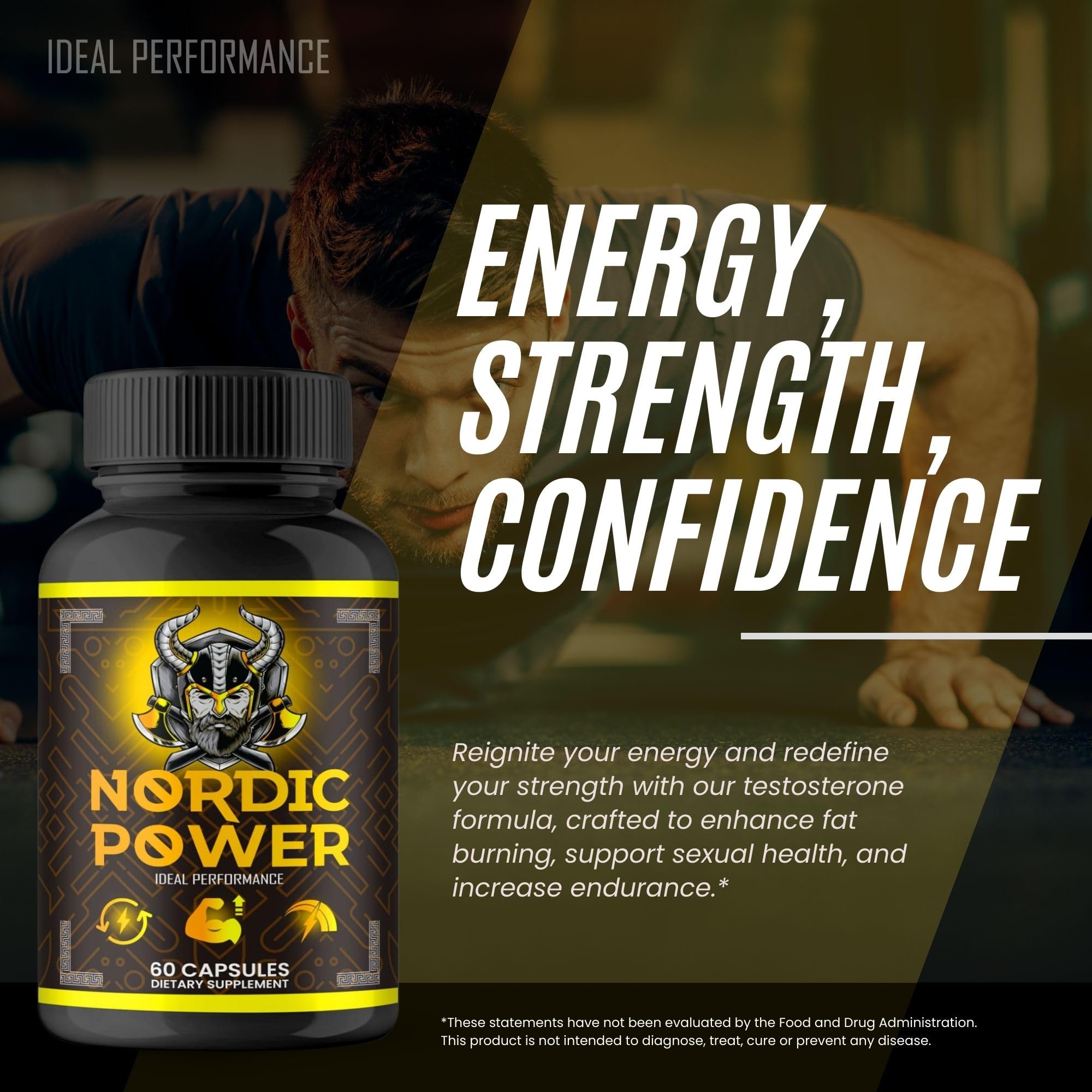 IDEAL PERFORMANCE Nordic Power Pills glass jar display for convenient daily use