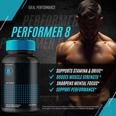 IDEAL PERFORMANCE Performer 8 pills close-up showing capsule texture.