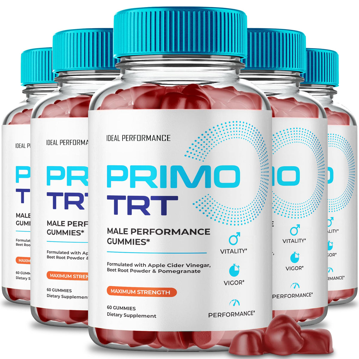 IDEAL PERFORMANCE Primo TRT Gummies bottle for easy daily use