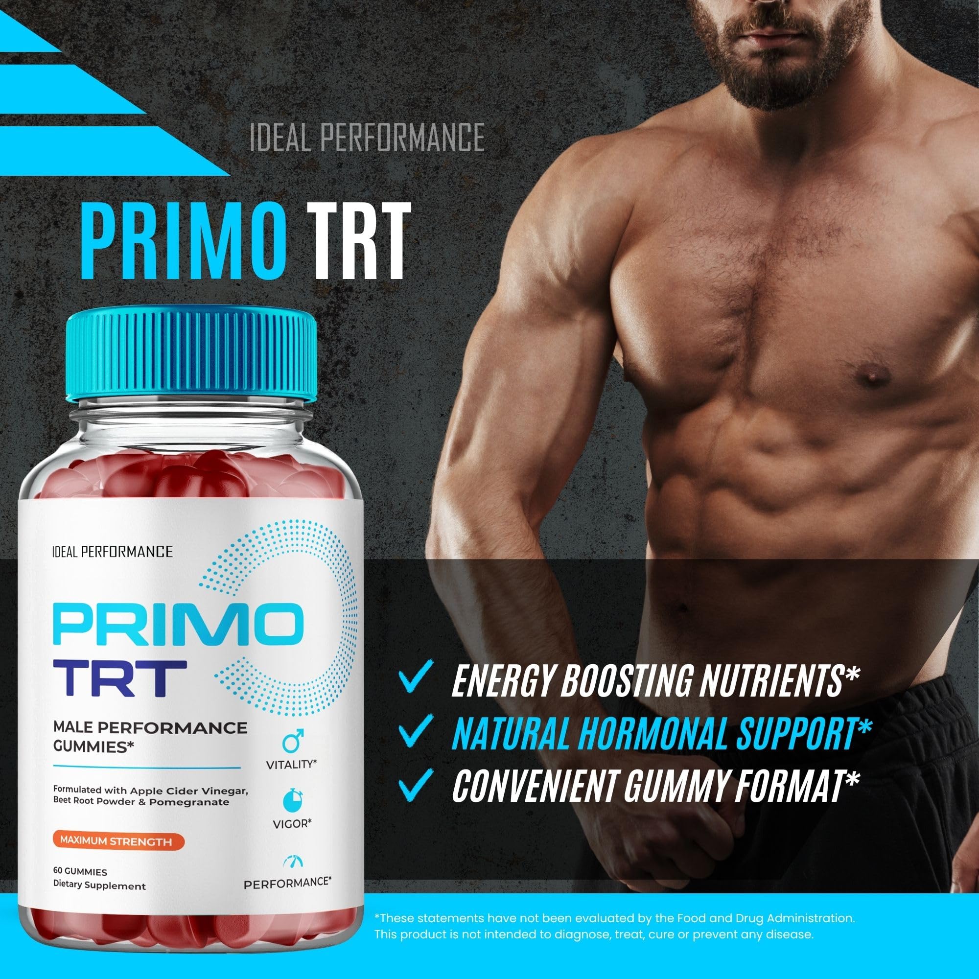 IDEAL PERFORMANCE Primo TRT Gummies ingredients reveal a transparent formulation