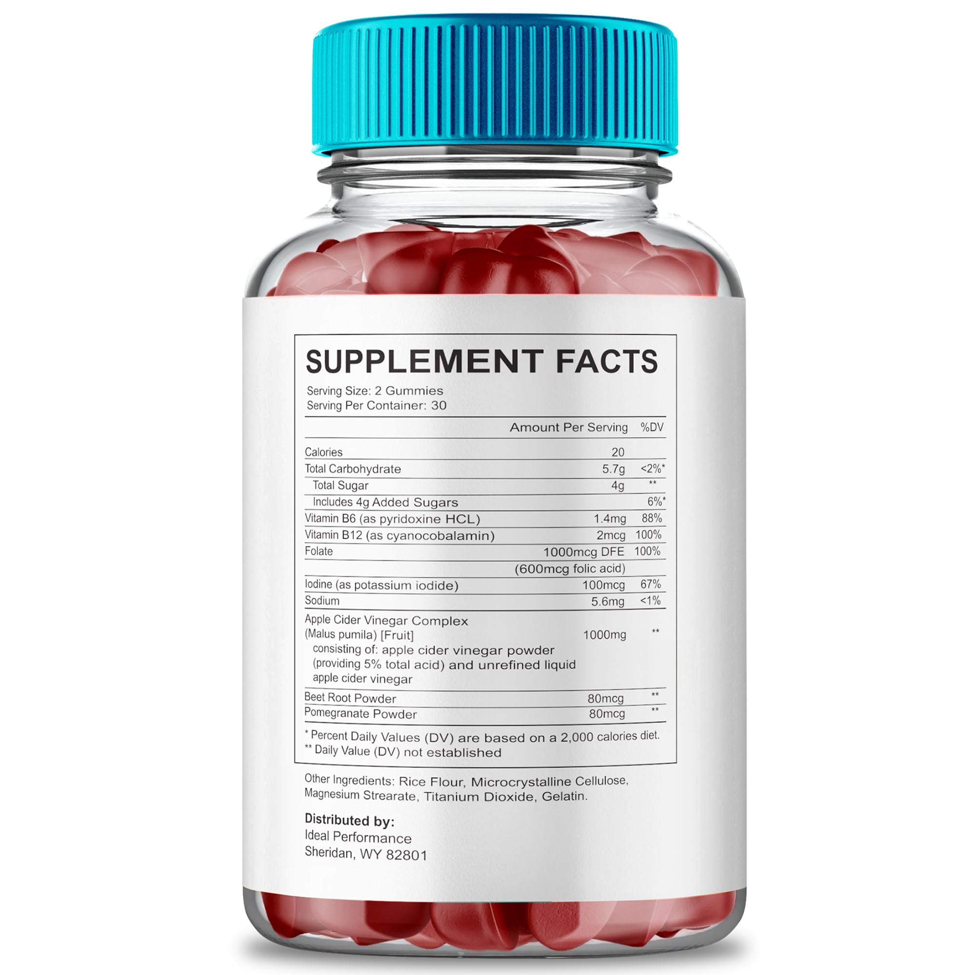 IDEAL PERFORMANCE Primo TRT Gummies label closeup highlights natural ingredients