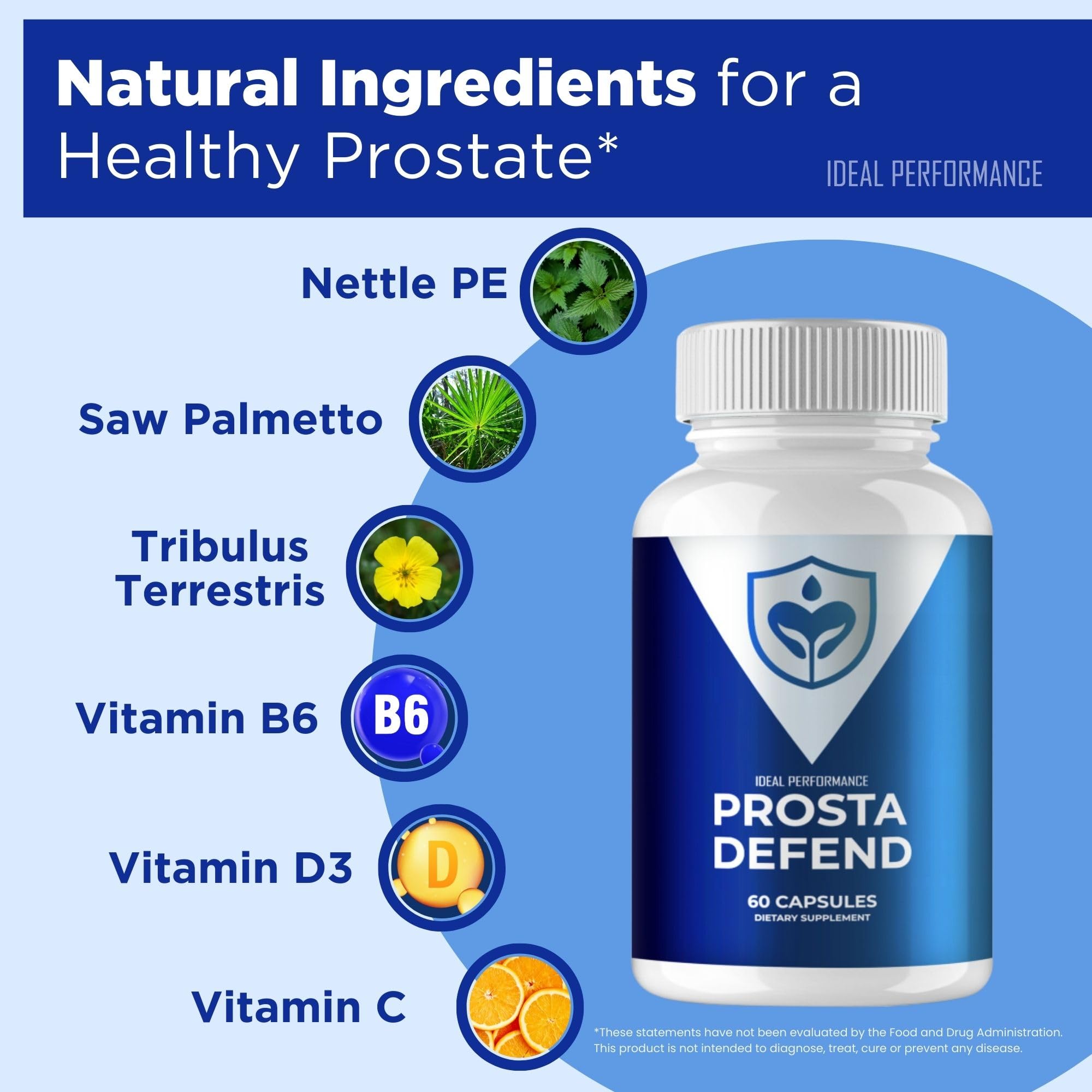 IDEAL PERFORMANCE Prosta Defend display for daily urinary support routine.