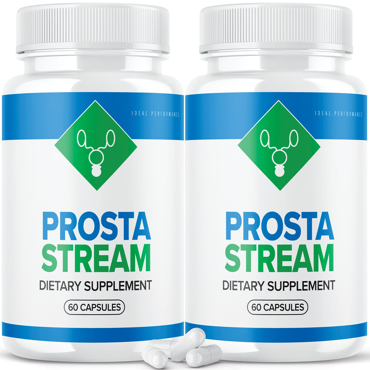 Ideal Performance Prosta Stream bottle with capsules for daily dietary use.