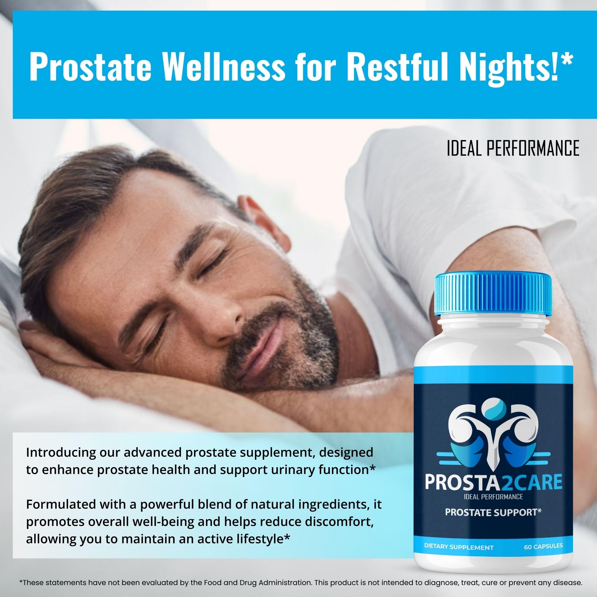 IDEAL PERFORMANCE Prosta2Care capsules in hand for convenient daily use.