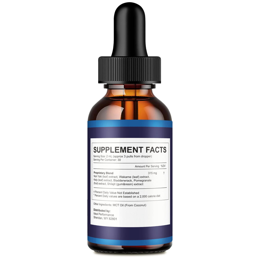 IDEAL PERFORMANCE Prostadine drops bottle pour showing convenient dosing.