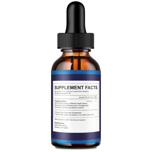 IDEAL PERFORMANCE Prostadine drops bottle pour showing convenient dosing.
