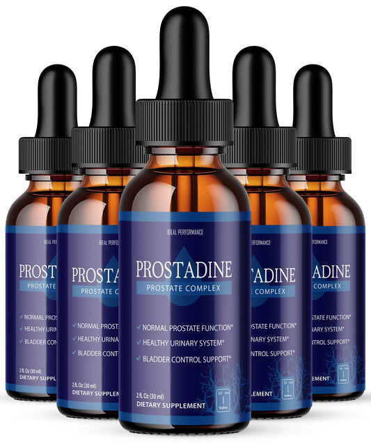 IDEAL PERFORMANCE Prostadine five-pack bottle closeup for daily support