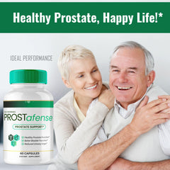 IDEAL PERFORMANCE Prostafense bottle on dresser ready for quick daily intake.