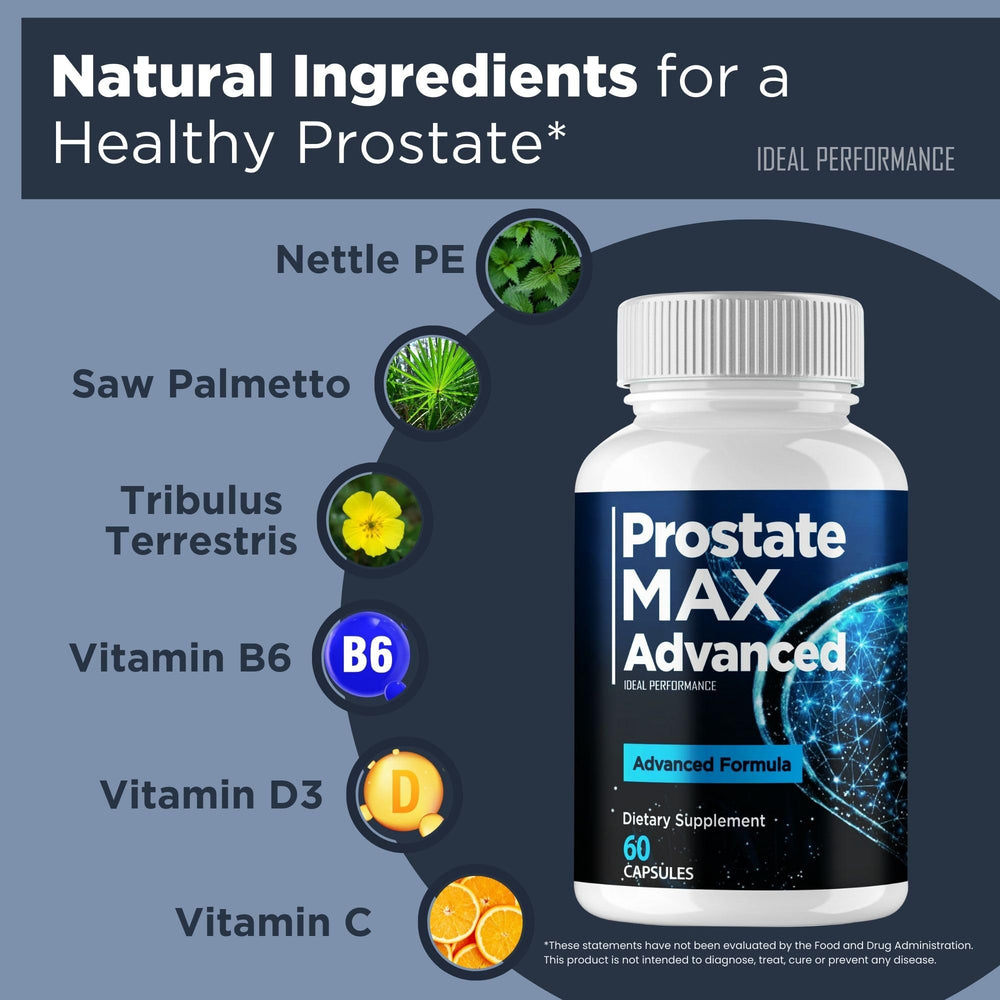 IDEAL PERFORMANCE Prostate Max nutrition facts panel clarifies serving information.