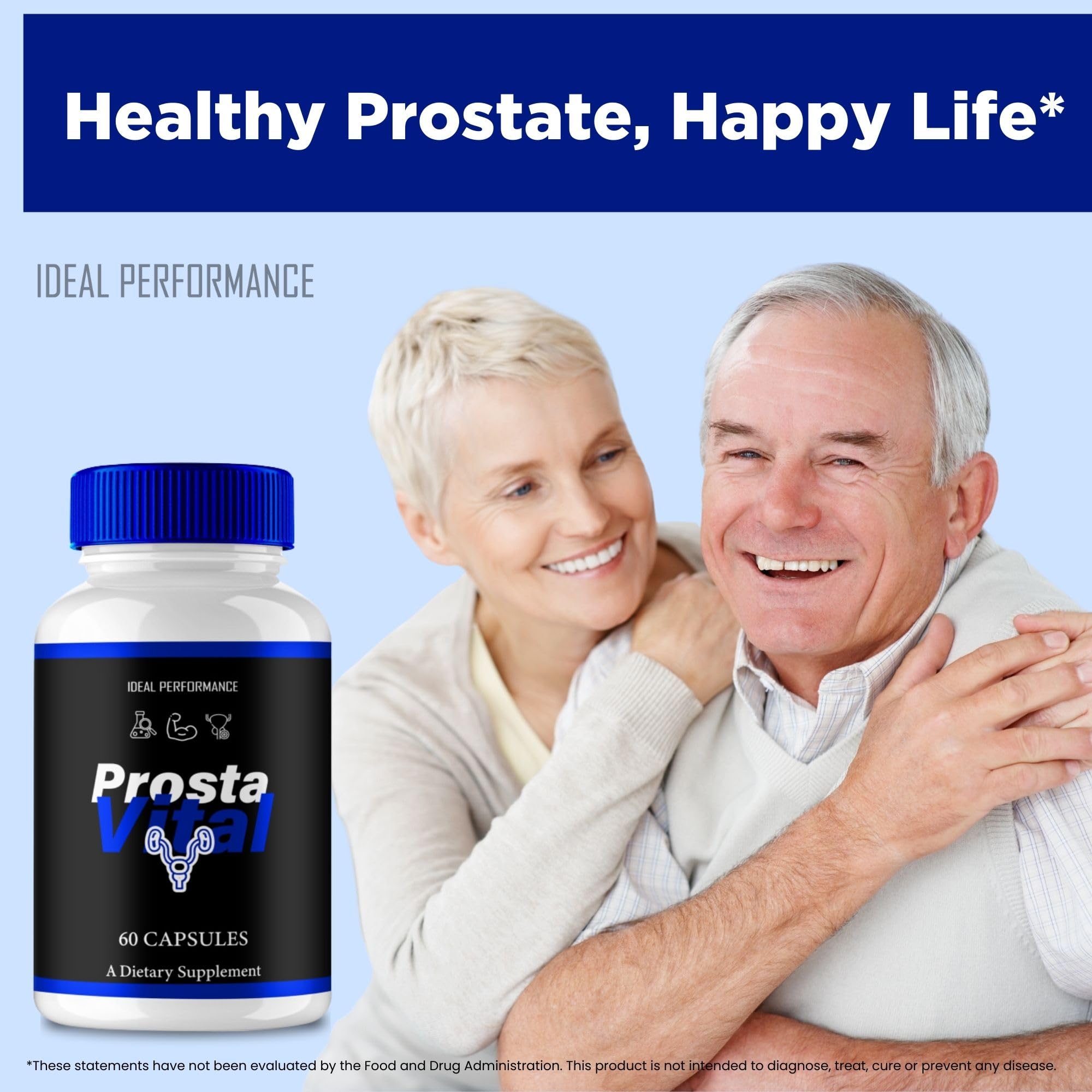 IDEAL PERFORMANCE ProstaVital for Men bottle with label detail conveys trust