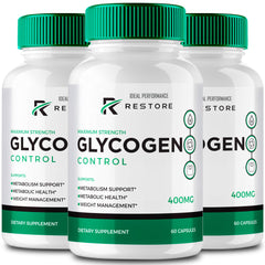 IDEAL PERFORMANCE RestoreGlycogen bottle front view highlights daily energy support.