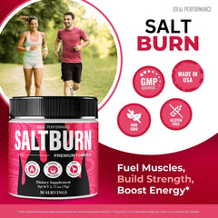 IDEAL PERFORMANCE SaltBurn Powder packaging conveys premium branding for easy storage.