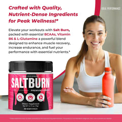 IDEAL PERFORMANCE SaltBurn Powder in a shaker demonstrates convenient on-the-go mixing.