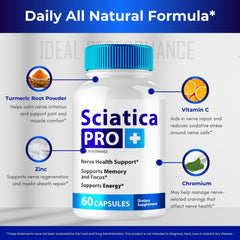 IDEAL PERFORMANCE Sciatica Pro Plus label detail highlights trusted nerve support formula.