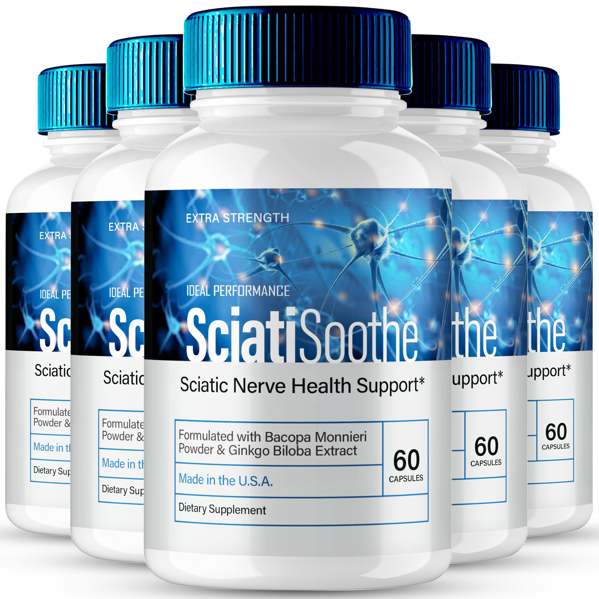 Ideal Performance SciatiSoothe bottle close-up showing brand authenticity and packaging details.