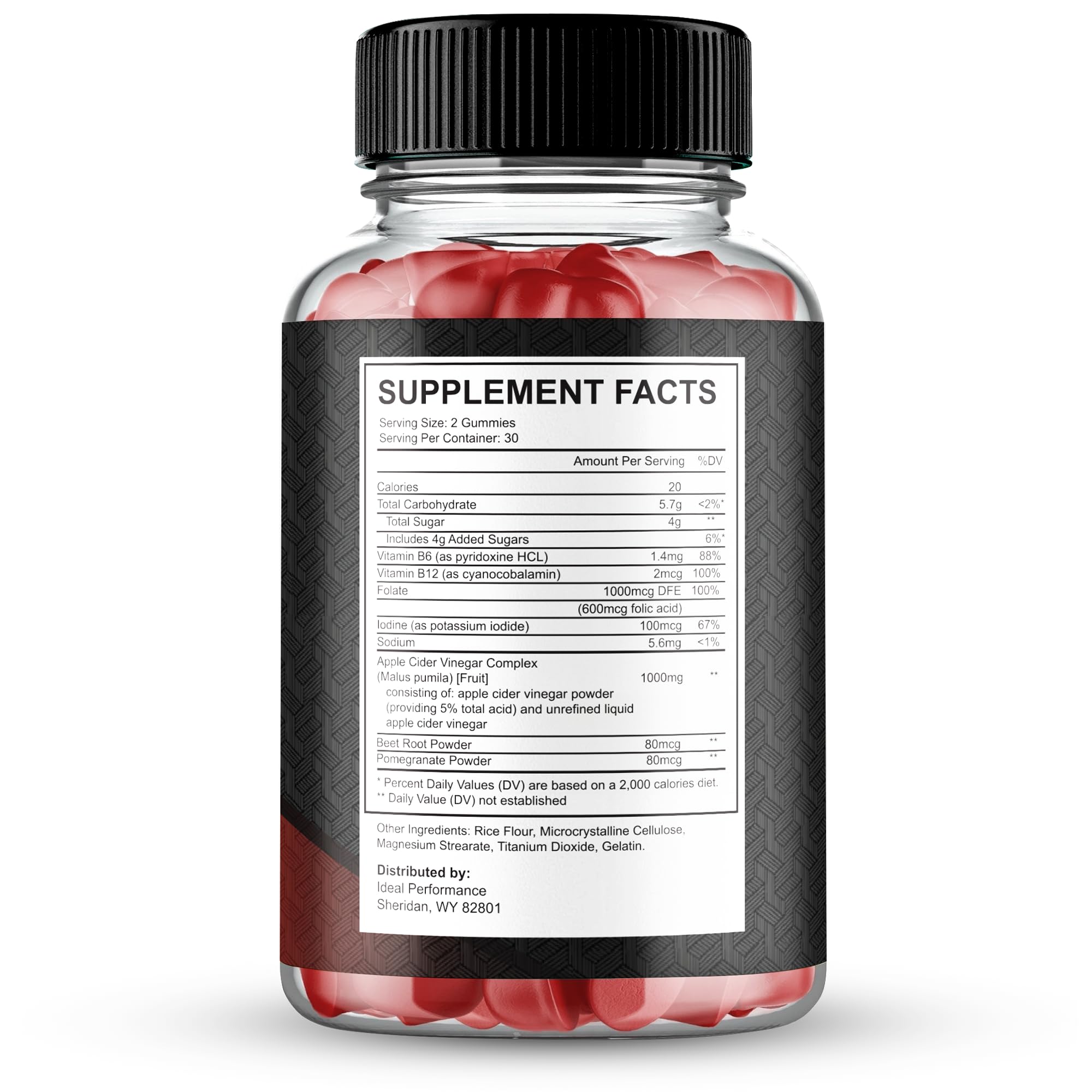 IDEAL PERFORMANCE Spartamax Gummies bottle back label highlighting all-natural formula.