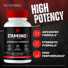 IDEAL PERFORMANCE Staminox label detail confirms official product information.