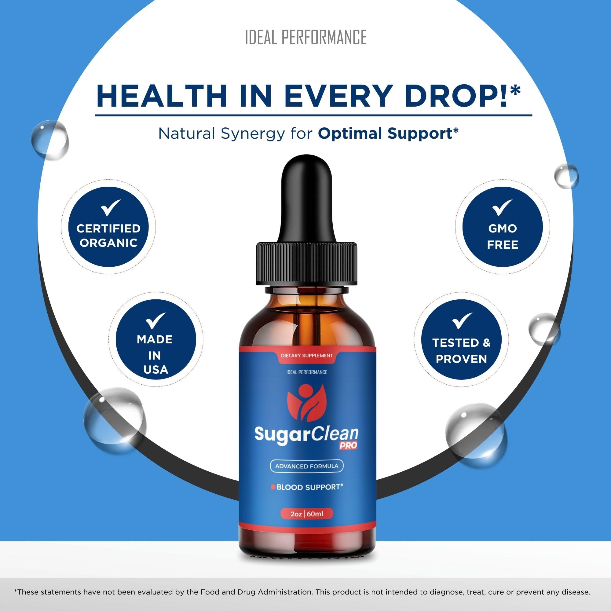 IDEAL PERFORMANCE Sugar Clean Pro Drops packaging on shelf signals official product status.