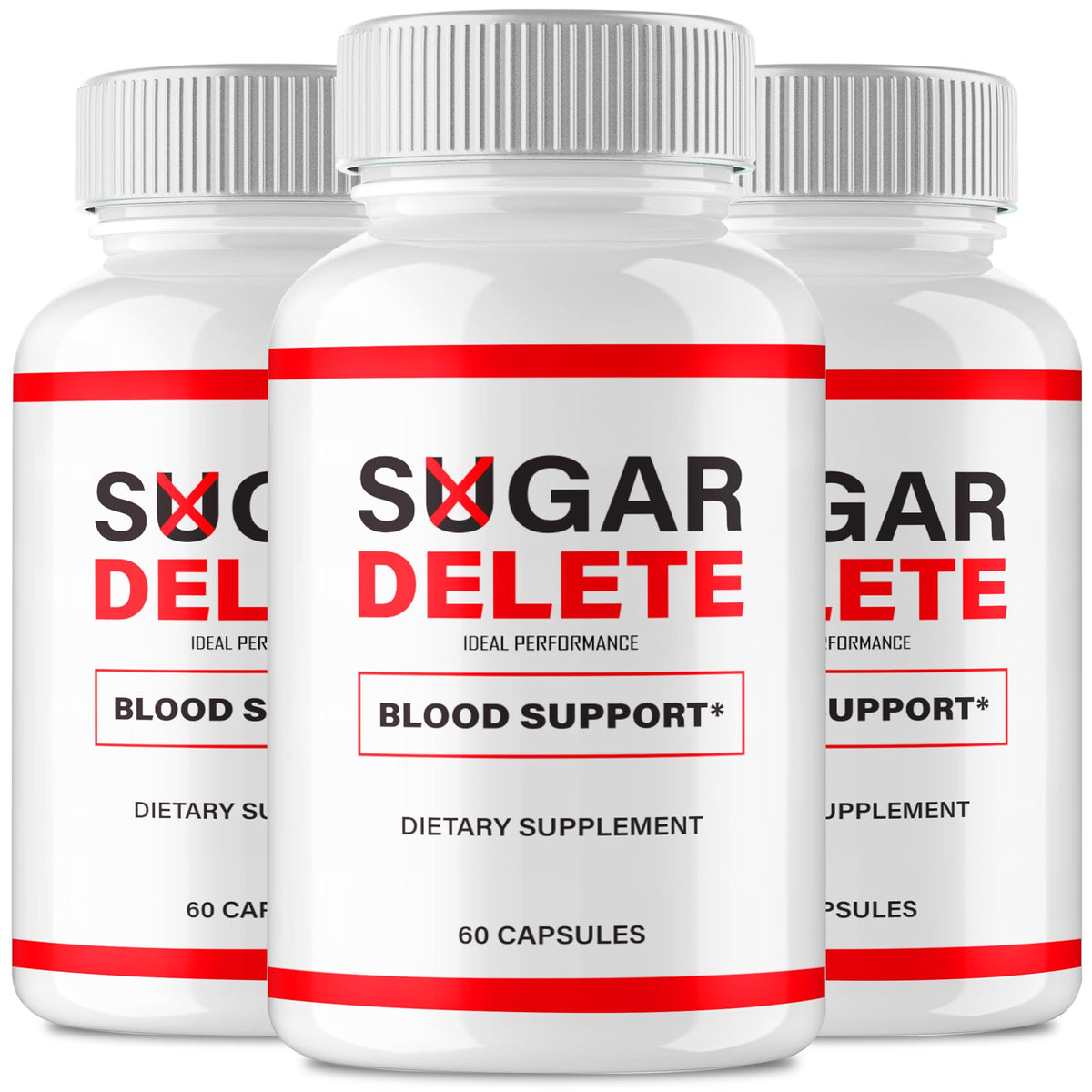 IDEAL PERFORMANCE Sugar Delete Capsules bottle front shows daily use potential for circulation support.