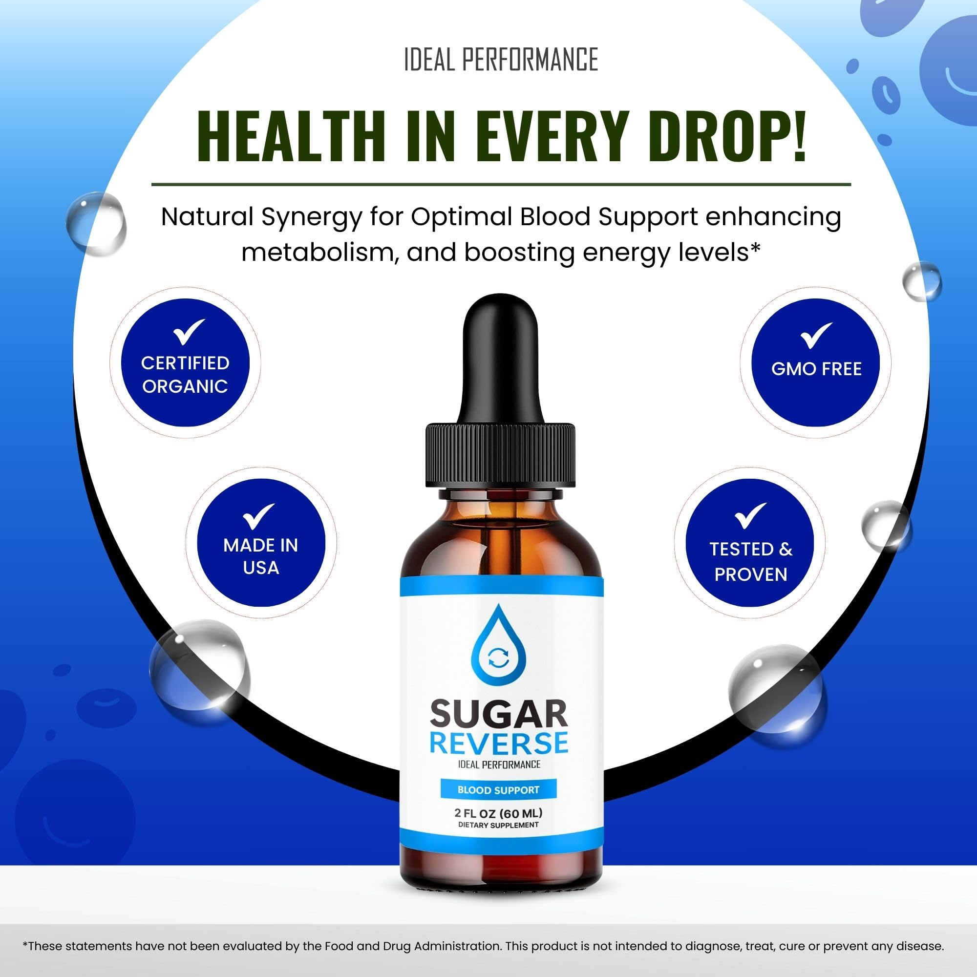 IDEAL PERFORMANCE Sugar Reverse Drops being added to a glass for daily use.
