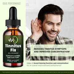 IDEAL PERFORMANCE Tinnitus Fix Drops dropper cap in clear focus