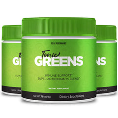 IDEAL PERFORMANCE Tonic Greens bottle label highlights natural greens for daily energy support