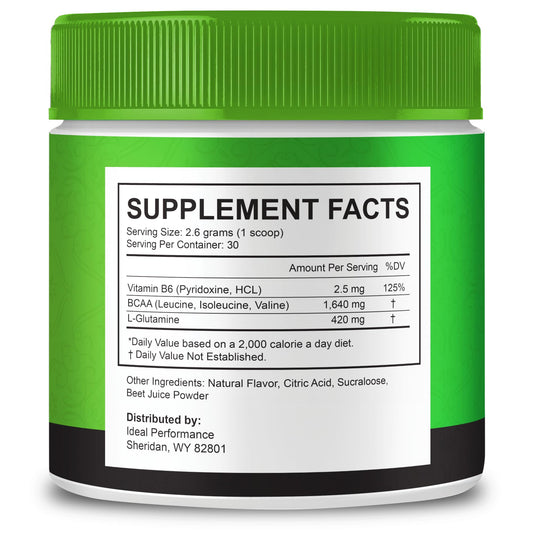 IDEAL PERFORMANCE Tonic Greens glass jar showcases all-natural formula for easy mixing