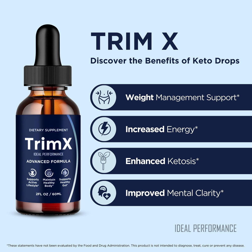 IDEAL PERFORMANCE TrimX Drops cap closeup emphasizes seal and premium bottle