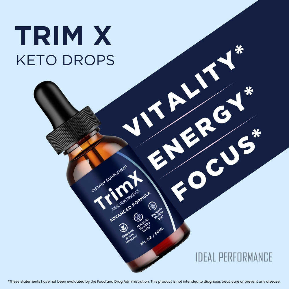 IDEAL PERFORMANCE TrimX Drops packaging box showcases official product identity.