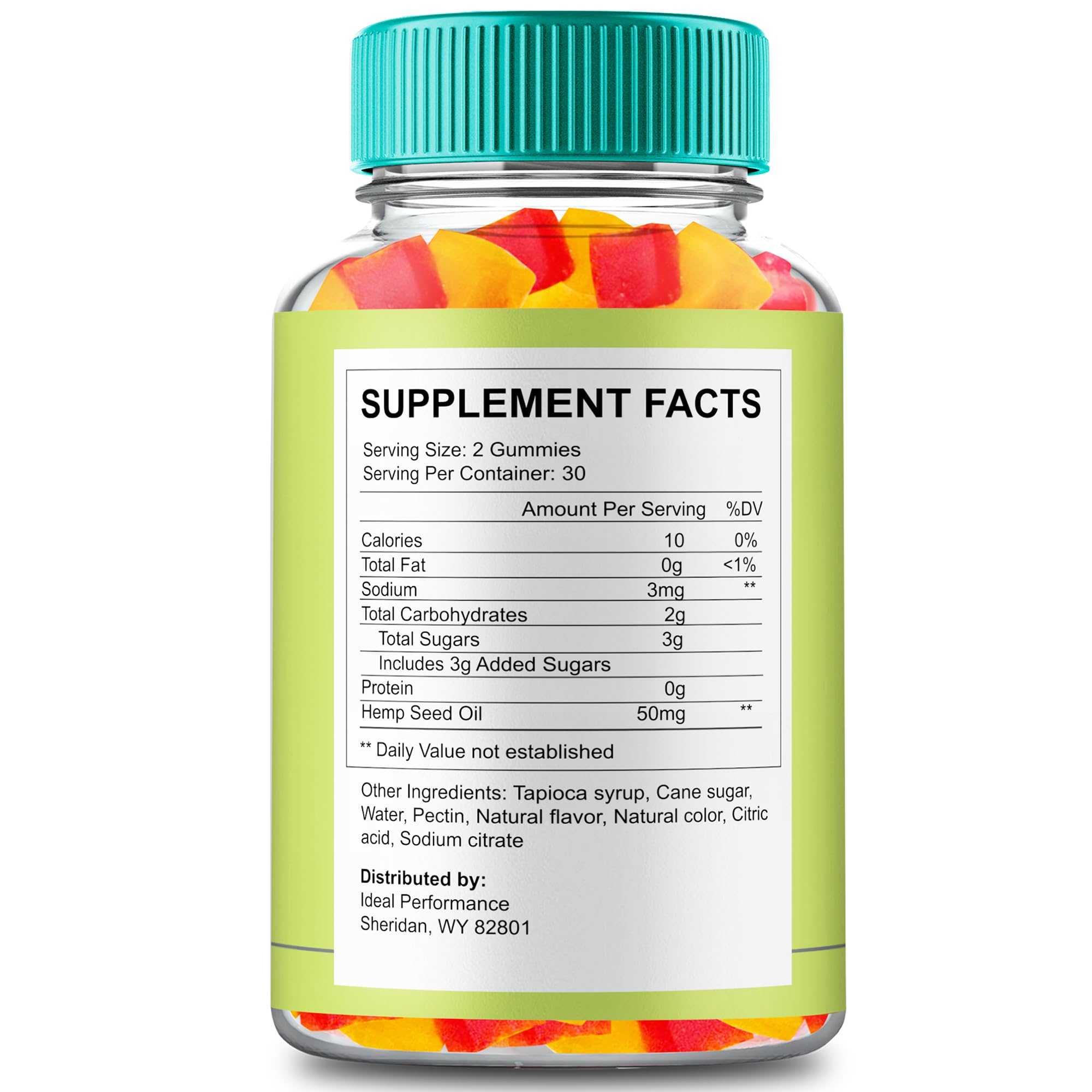 IDEAL PERFORMANCE Twin Elements Gummies label closeup highlights branding and product purpose.