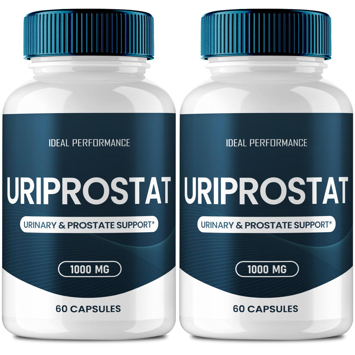 IDEAL PERFORMANCE Uriprostat bottle label highlights all-natural capsules for daily wellness.