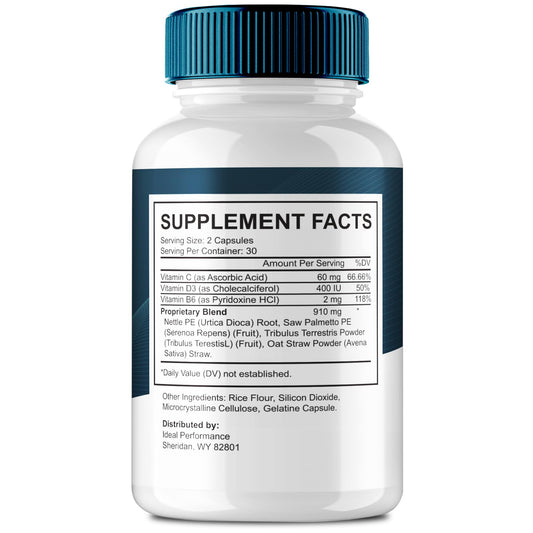 IDEAL PERFORMANCE Uriprostat packaging box highlighting natural formula.