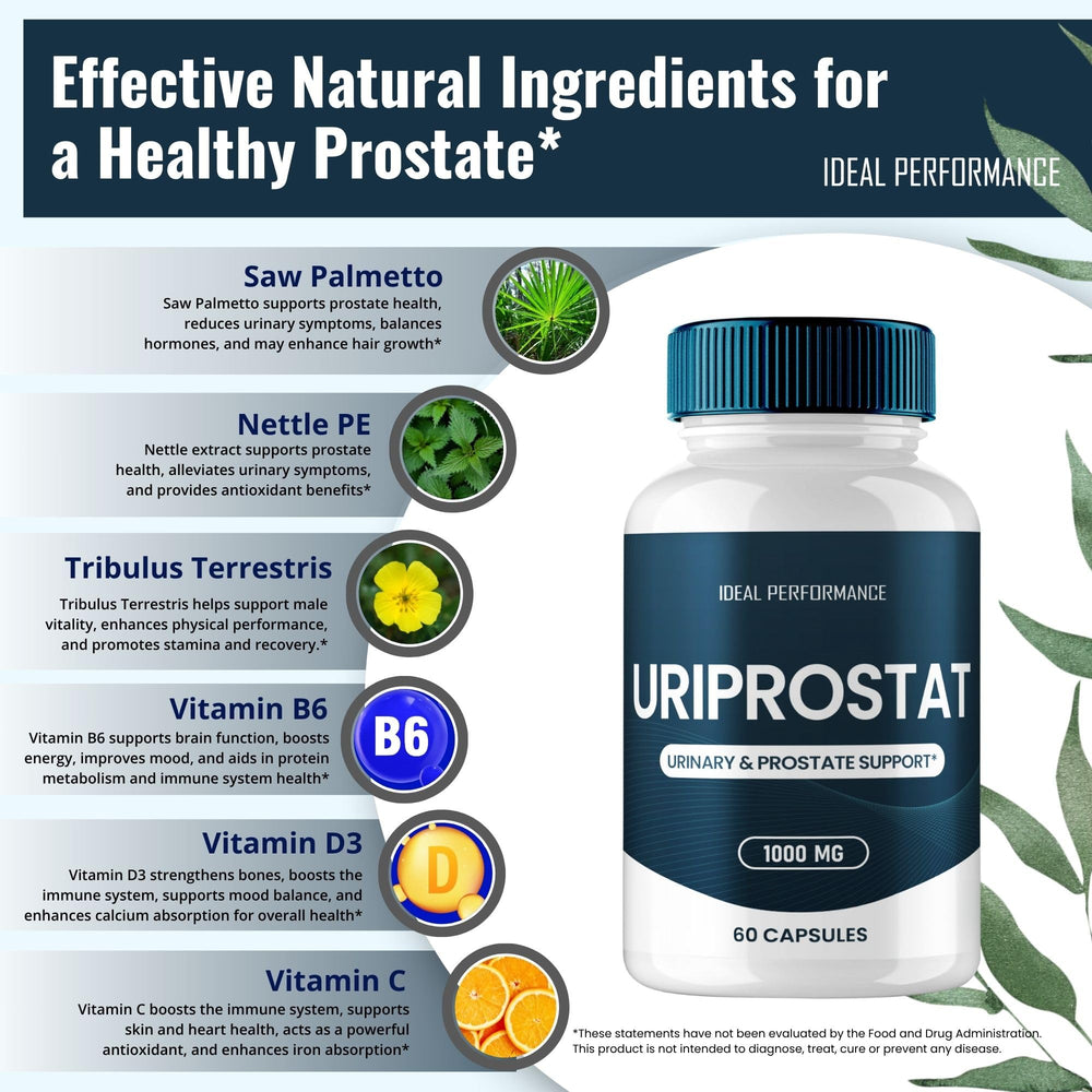 IDEAL PERFORMANCE Uriprostat store shelf image conveys trusted official product.