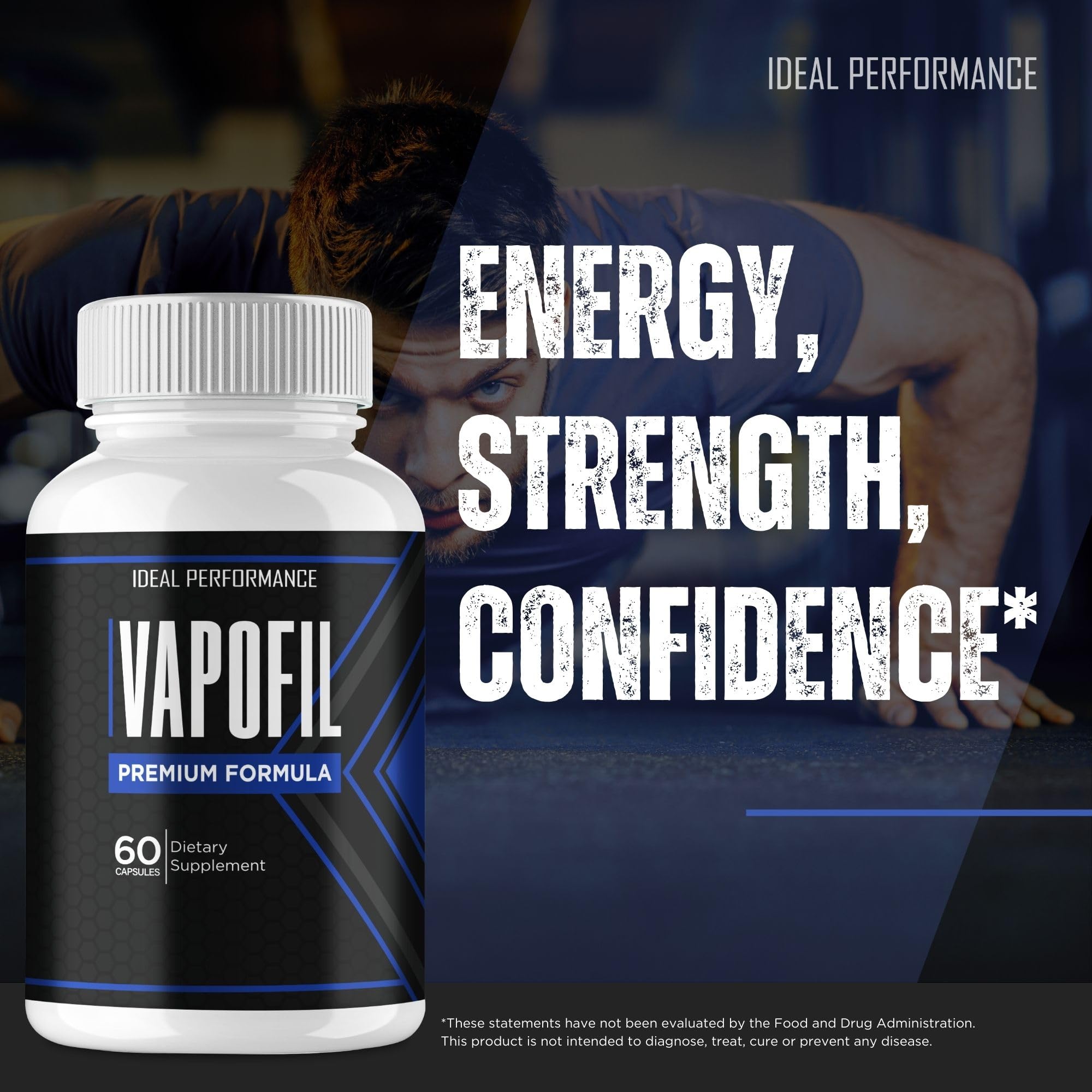 IDEAL PERFORMANCE Vapofil capsules use scene with athlete at gym