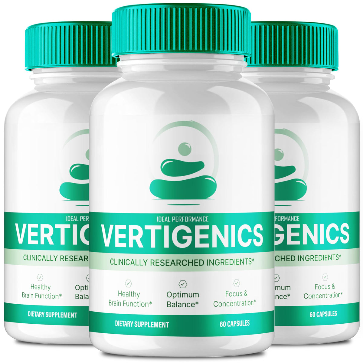 IDEAL PERFORMANCE Vertigenics bottle for daily focus support.