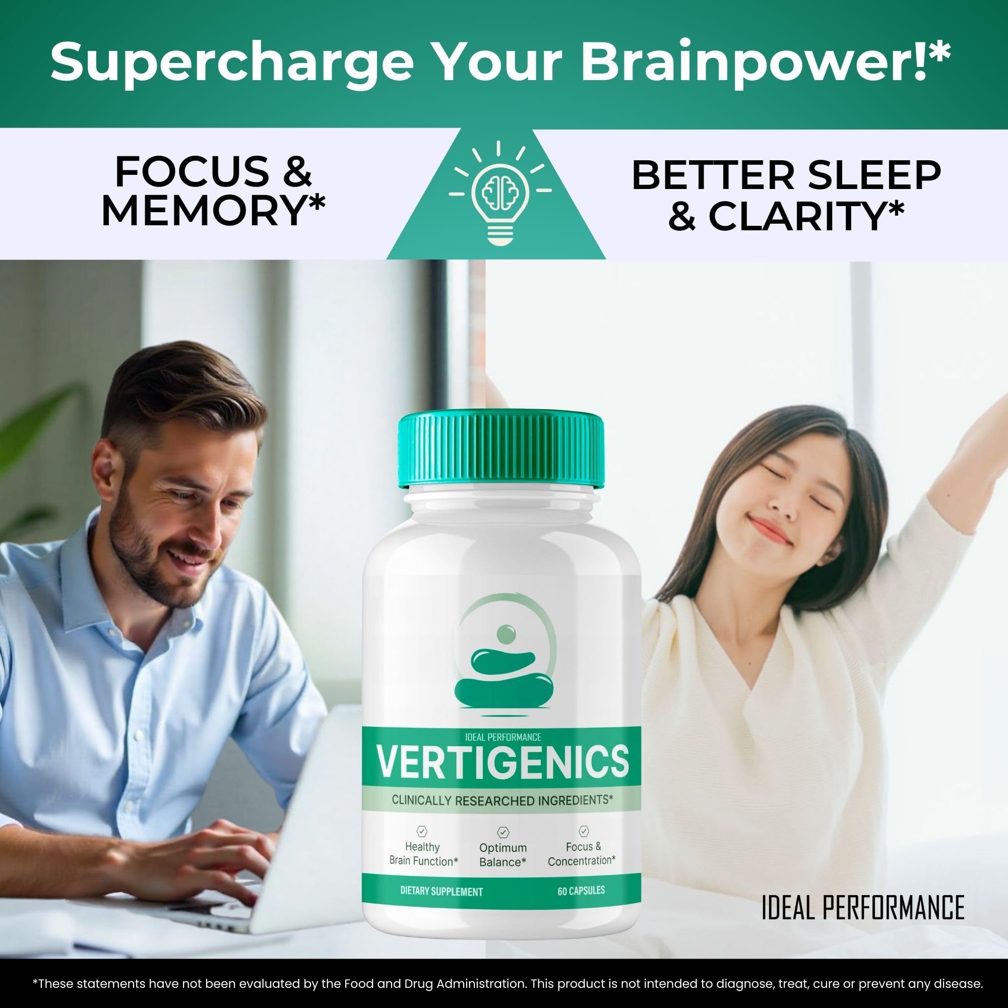 IDEAL PERFORMANCE Vertigenics capsule close-up for daily use.