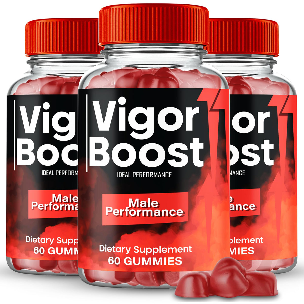 IDEAL PERFORMANCE Vigor Boost Gummies bottle front view for daily wellness.
