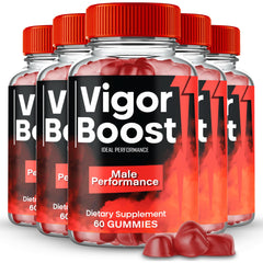 IDEAL PERFORMANCE Vigor Boost Gummies bottle on a wooden surface, highlighting daily wellness.