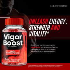 IDEAL PERFORMANCE Vigor Boost Gummies foil-pack closeup signals premium packaging for convenient use.