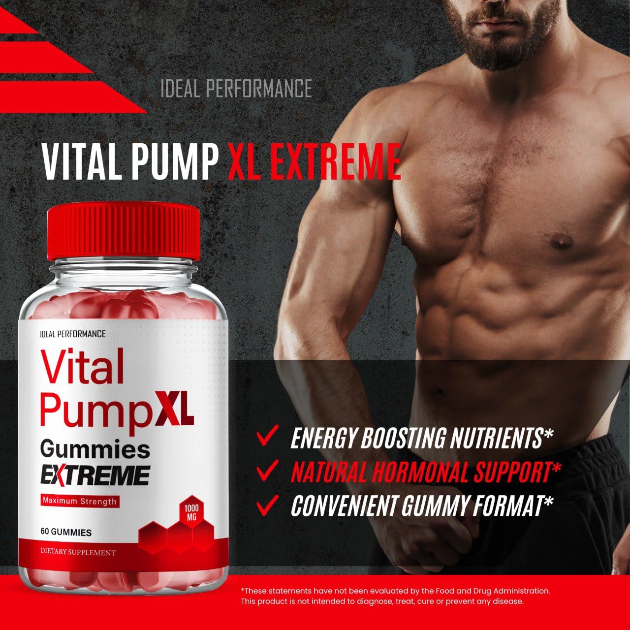 IDEAL PERFORMANCE Vital PumpXL Gummies advanced formula emblem on label