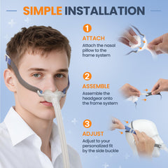 IDEAR P10 nasal pillow uses breathable materials for all-night comfort.