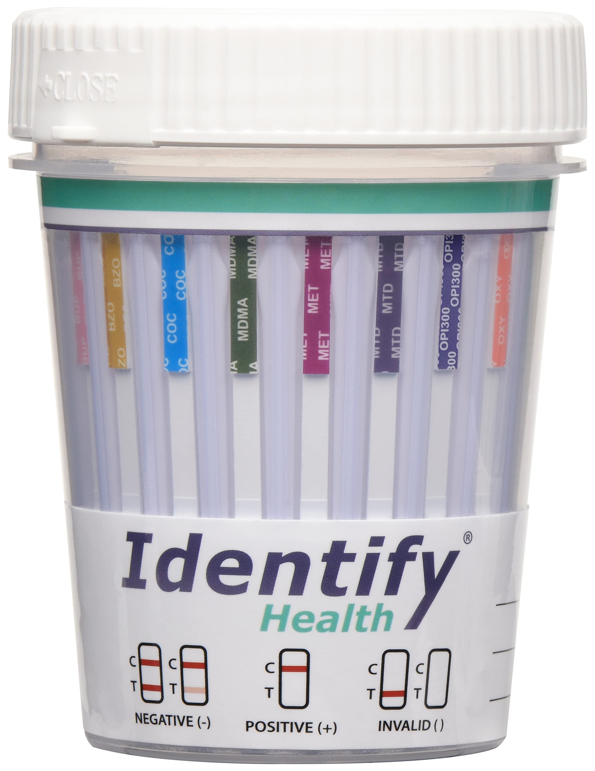 Identify Health 12-panel drug test cup for rapid workplace screening.