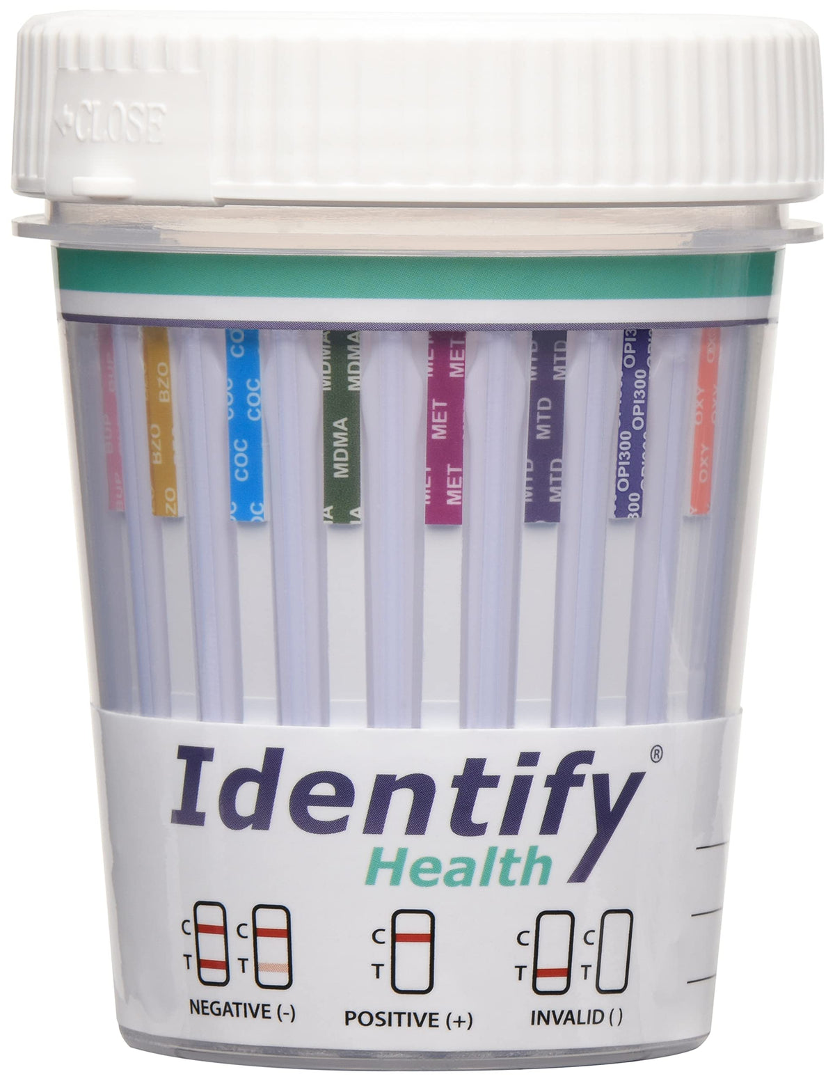 Identify Health 12-panel drug test cup for rapid workplace screening.
