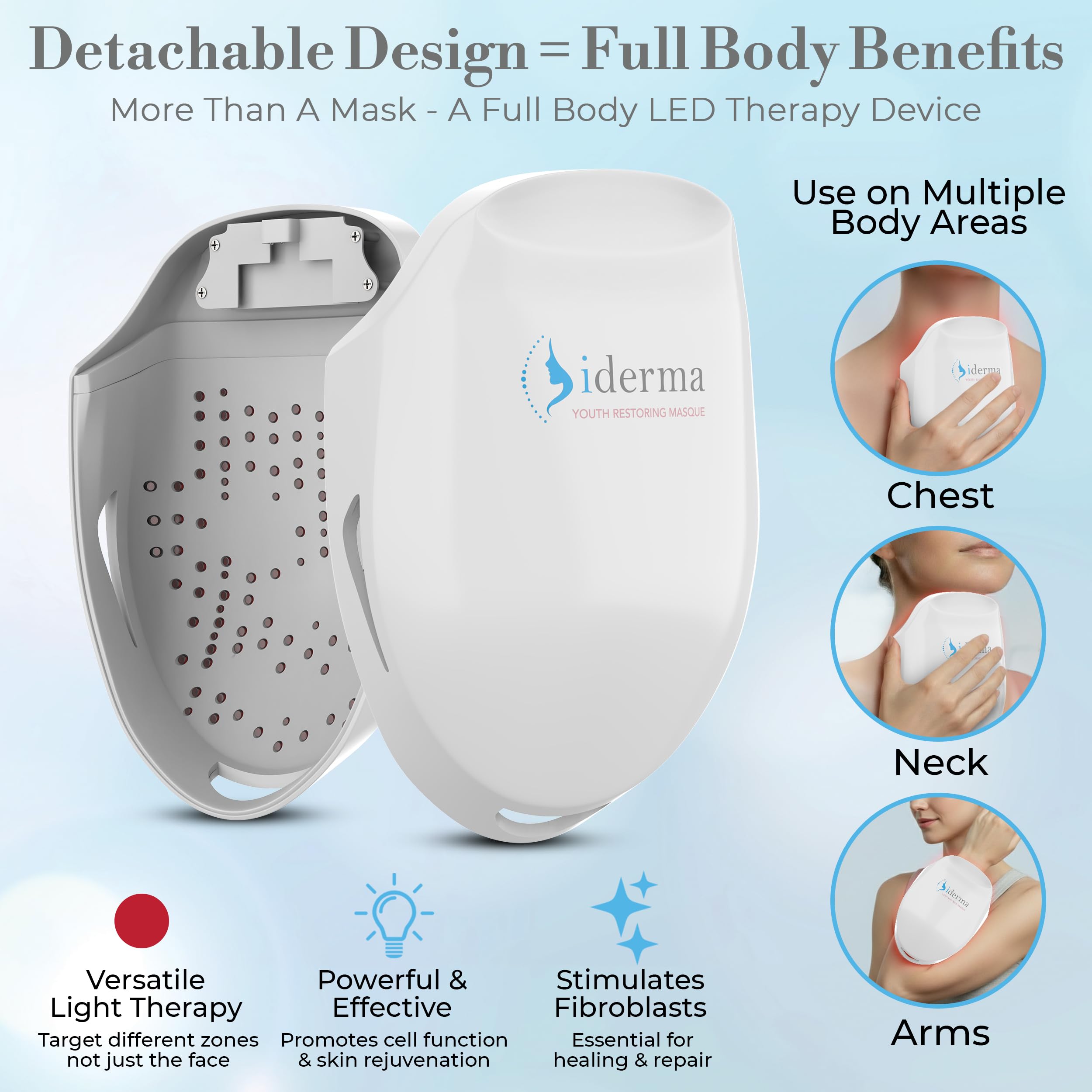 iDerma hygienic suspended LED design for safer, cleaner use