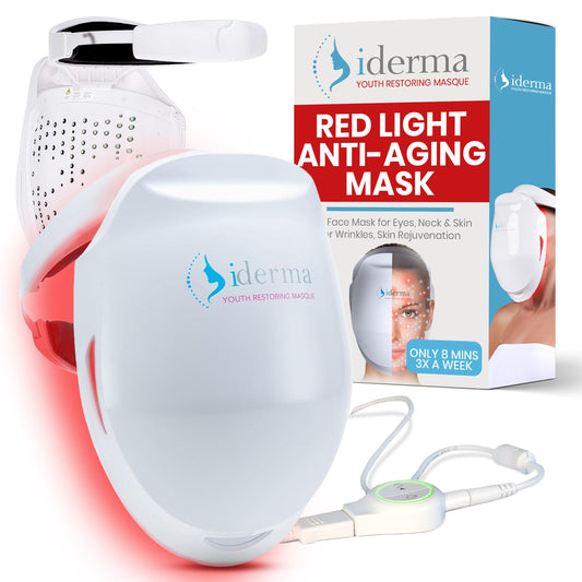 iDerma red light mask with full-face coverage for consistent skincare sessions