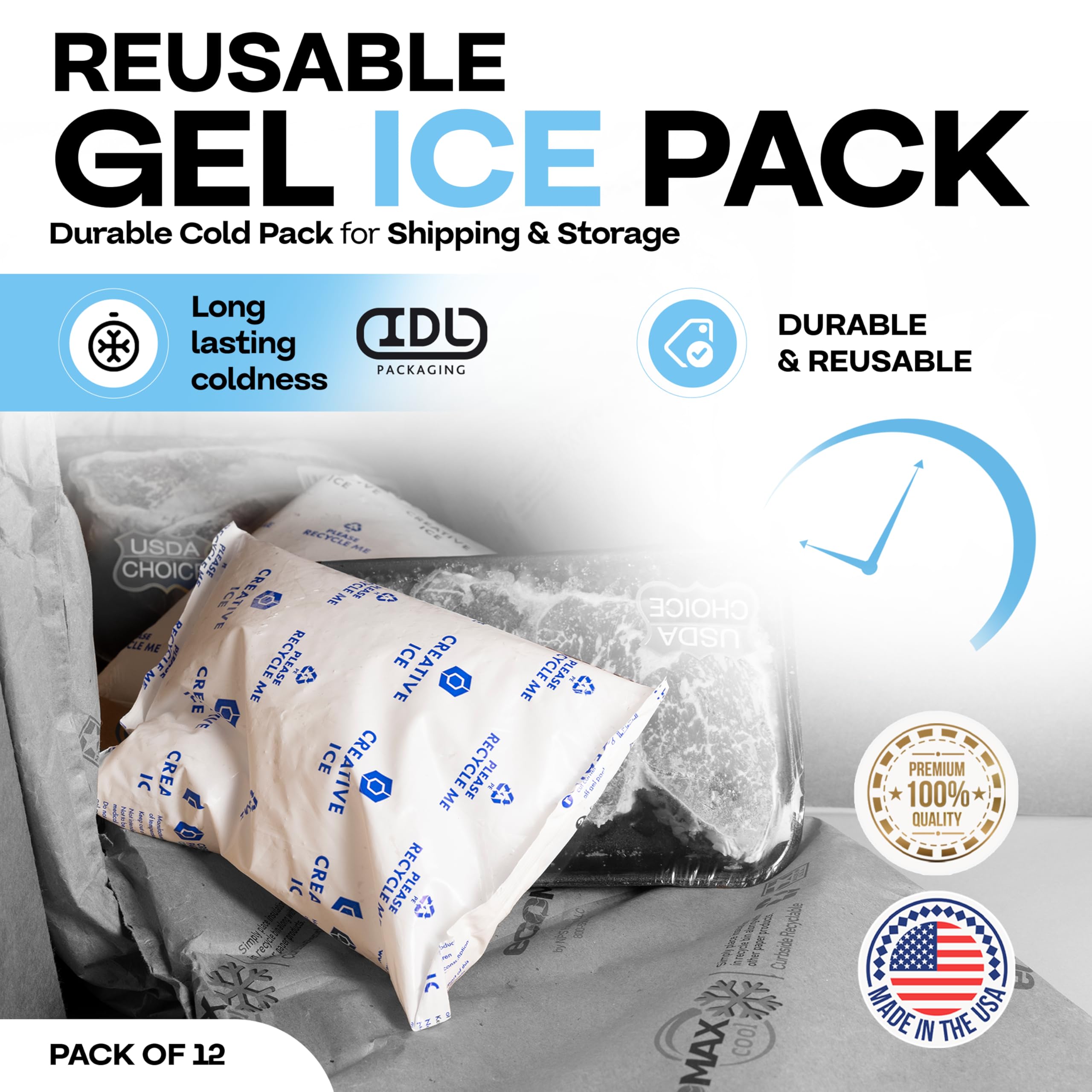 IDL Packaging gel ice pack in cooler keeps drinks cold during travel.