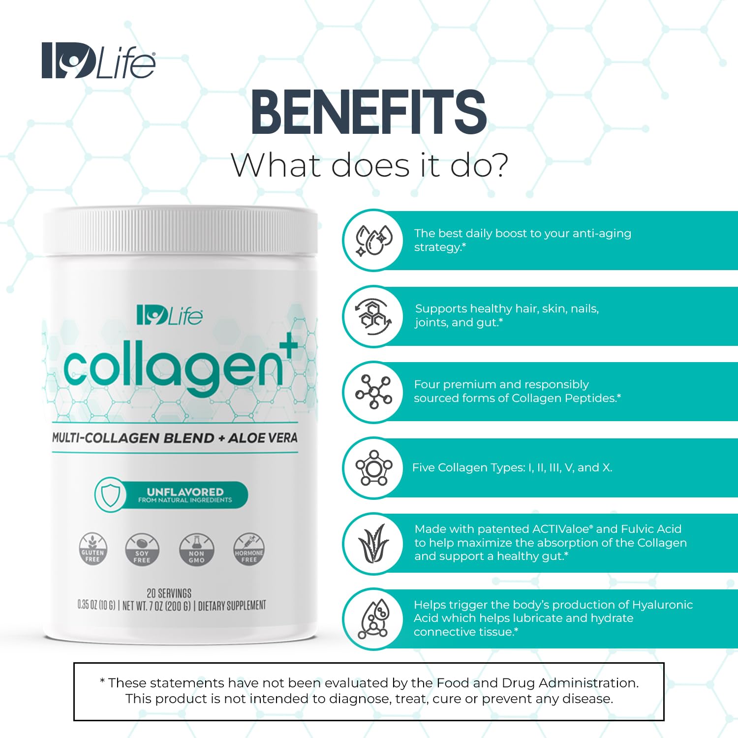 IDLife Collagen+ aloe vera visual hints at hydrating benefits.