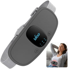 iDOO period heating pad front view shows compact cordless design for travel comfort.
