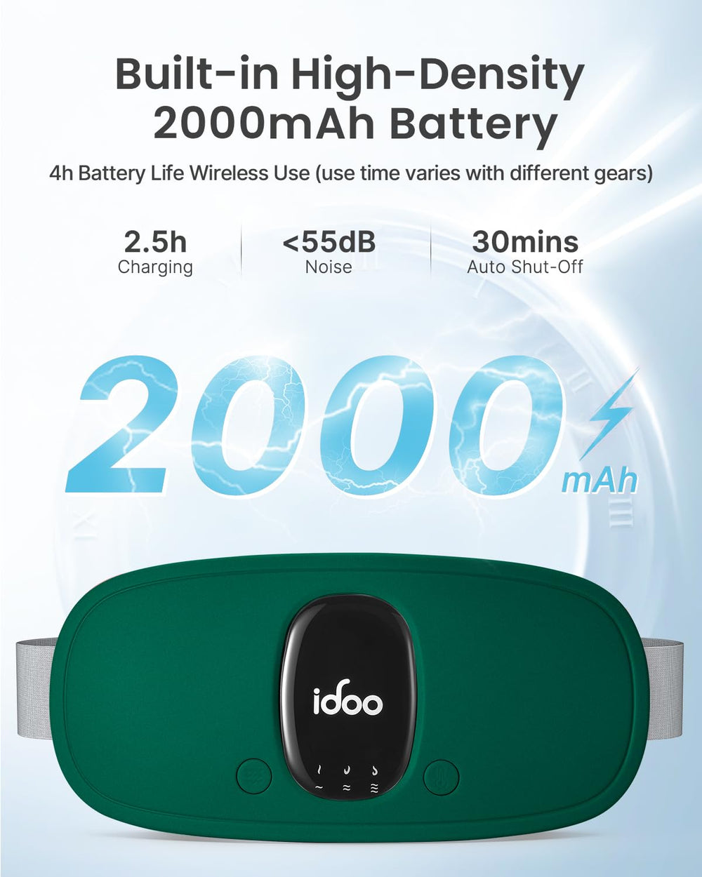 iDOO Travel Heating Pad with 2000mAh battery for extended use
